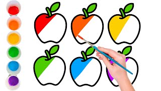 Rainbow Apple Coloring Red Orange Yellow Green Blue and Purple 🌈  Fun Coloring for Kids 9 [upl. by Ansley178]