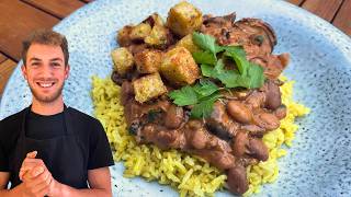 BudgetFriendly Vegan Mushroom Stroganoff with Golden Rice  Tasty Comfort Food [upl. by Donadee]