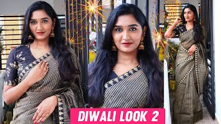 Diwali look 2 🪔Celebrity inspired look🌸 Beginners Smokey eye look❣️  Kaviya Karun💜 [upl. by Baggott]