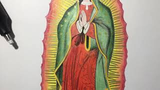 La virgen de Guadalupe dibujo a color Art Santa Cruz [upl. by Ellecram748]