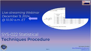 SYS022 Statistical Techniques Procedure Webinar [upl. by Neahs]