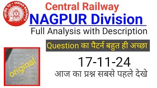 Nagpur Division JePway Question Central Railway Exam 17112024  Irpwm Question [upl. by Adnolat]