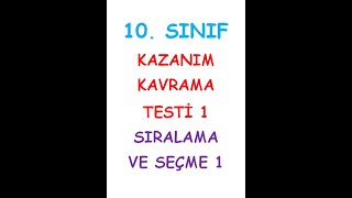 10 SINIF MATEMATÄ°K KAZANIM KAVRAMA TESTÄ° 1 SIRALAMA VE SEÃ‡ME 1 [upl. by Lugo]