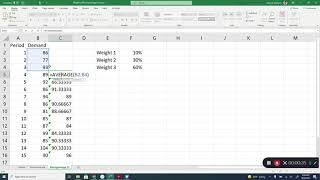 Weighted Moving Average Forecasting Using Microsoft Excel [upl. by Macomber]