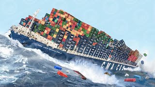 LIFE INSIDE Big Container Ships in Storms How Container Ships Not Sink when Hit By Monster Waves [upl. by Sadye]