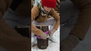 Chop Like a Pro Easy Way to Cut Massive Logs 🪓shorts wood survivalhacks camping outdoor [upl. by Nuahsak]