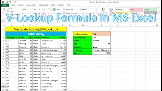 VLookup Formula In Excel  VerticalLookup Formula  Excel Formula [upl. by Justin]