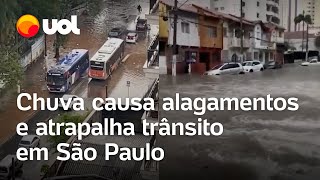 Chuva em SP Ruas inundam em diversas regiões e água atrapalha trânsito na capital veja vídeos [upl. by Dikmen]