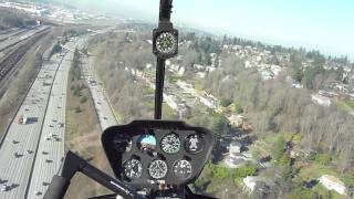 R44 Takeoff and landing KBFI [upl. by Amuwkuhc]