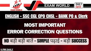 SSC English  Error Correction  08  CGL 2024  Most Important Questions  Sonu Tyagi Sir [upl. by Thurmann]