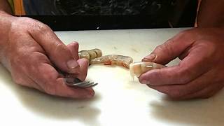 How to peel and Devein shrimp with the Easy fork method [upl. by Cassondra539]