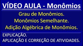 AULA Adição Algebrica de Monômios [upl. by Lyda]