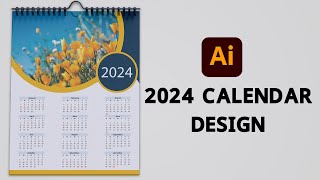 How to Design 1 Page Calendar 2024 in Illustrator  Tutorial for Beginner [upl. by Carmen]