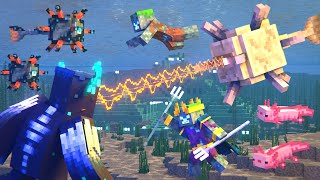 Warden vs Elder Guardian and Drowned Ocean Army Minecraft Animation Movie [upl. by Tterab]