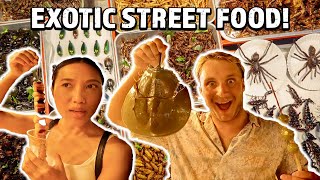 Eating EXOTIC Thai Street Food With May Thai  Jodd Fairs Night Market Bangkok Thailand [upl. by Htebazileharas]