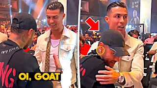 Cristiano Ronaldo meet Neymar amp Ryan Garcia at Usyk vs Fury Fight 😍❤️ [upl. by Gnanmos]