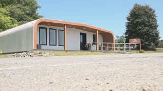 UMaine 3Dprinted home made entirely of recycled material toured by HUD official [upl. by Retxed]