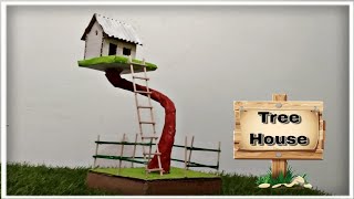 Tree House Making  How To Make Cardboard House DIY Miniature Cardboard House  🏠🌳 [upl. by Feinleib]