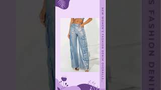 New Womens Fashion Denim Overalls MultiPocket Bronzing Comfortable Casual Summer Ladies Loose D [upl. by Nodababus]