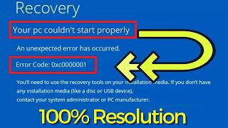 Error Code 0xc0000001 Solution Windows 10 💣 Your PC Couldn’t Start Properly [upl. by Alyacim]