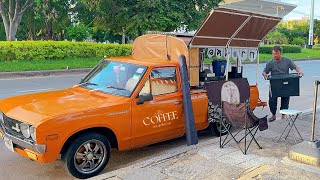 Cafe Vlog Mini Coffee Shop Truck Bar Barista Mobile Kopi Pickup Local Business Work Hard Relax Mood [upl. by Kathi752]