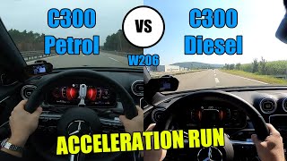 C300 vs C300d W206  100200kmh amp 0100kmh  ACCELERATION  CarPerformance Media [upl. by Ruhtra]