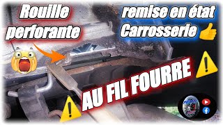 ⚠️ Rouille perforante ⚠️ réparation soudure carrosserie au fil fourré 👊 [upl. by Irvin]