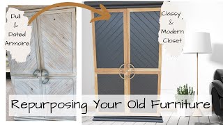 Old Armoire Makeover  Furniture Painting Before And After [upl. by Tessil]