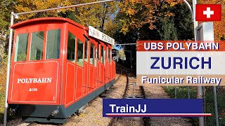 🇨🇭 4K UBS Polybahn  Zurich Switzerland  Funicular railway  “Polybähnli” Standseilbahn Schweiz [upl. by Soelch]