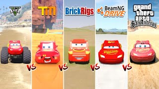 GTA 5 LIGHTNING MCQUEEN vs TRAILMAKERS vs GTA SA vs BRICKRIGS vs BEAMNG DRIVE [upl. by Seamus]