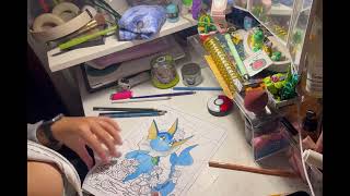 Color Pokemon With Me PT 1🎨 Coloring Vaporeon With PrismaArt Colored Pencils [upl. by Arrais]