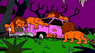 LOS LEONES DESTRUY3N EL CARRO DE HOMERO LOS SIMPSON CAPITULOS COMPLETOS [upl. by Gnav]