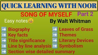 Song of Myself poem by Walt WhitmanSection 1 Line 113 Line by line analysis amp themes in UrduHindi [upl. by Haynes161]