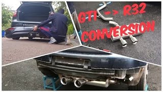 MK5 Golf GTI Exhaust Conversion R32 STYLE Part 1 [upl. by Eliza90]