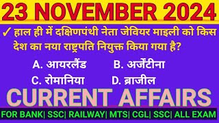 23 November 2024 Current Affairs  Daily Current Affairs  Current Affairs in Hindi [upl. by Arramahs]