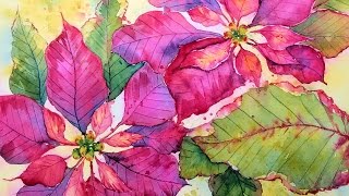 Poinsettia in Watercolor Real Time Painting Tutorial [upl. by Maggs]