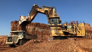 Caterpillar 6040 Excavator Loading Terex Dumpers And Operator View [upl. by Elodie]