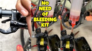 How to bleed hydraulic brakes without bleeding kit  shimano mt 200 [upl. by Vasquez]