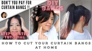 DIY CURTAIN BANGS TUTORIAL  HOW TO CUT CURTAIN BANGS AT HOME STEPBYSTEP [upl. by Arannahs]