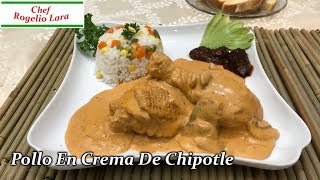 POLLO A LA CREMA DE CHIPOTLE CON CHAMPIÑONES DELICIOSA RECETA [upl. by Nerissa]