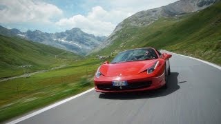 Ferrari 458 Spider on the Stelvio Pass  CAR and DRIVER [upl. by Naimed]