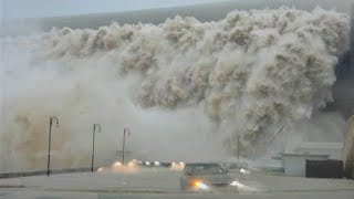 Incredible Scenes  Scary Huge Waves Hits The Coast Of UK [upl. by Ariait]