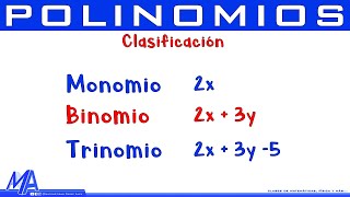 Clasificación de las expresiones algebraicas  Monomio Binomio Trinomio [upl. by Sosthenna]