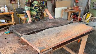 40 Year Old Carpenter  Processing Poles In Natural Red Wood Panels To Design A Tea Table Set [upl. by Nagey]