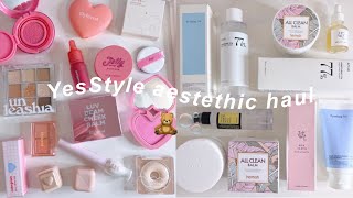 Relaxing Korean skincare and makeup haul 🧸🫧 YesStyle unboxing clean girl aesthetic [upl. by Ellenrad]