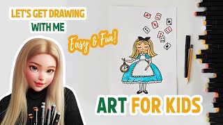 How to draw Alice in Wonderland♠️♥️♣️♦️ drawingforkids drawinghands easydrawing drawingideas [upl. by Eenitsed]