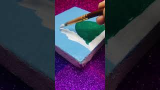 Easy madinah painting on mini canvas  painting for beginners 💚💫art drawing youtubeshorts [upl. by Ivo490]