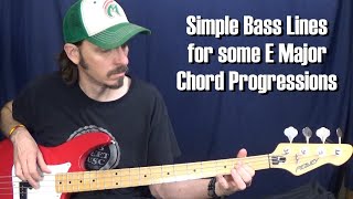 Simple Bass Lines for Some E Major Chord Progressions [upl. by Linis]