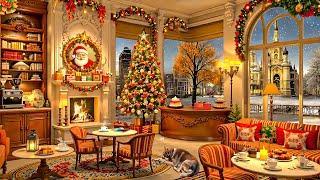 Winter Jazz at Coffee Shop 🎄 Warm Christmas Ambience with Slow Jazz Instrumental for Relax Study [upl. by Maggie]