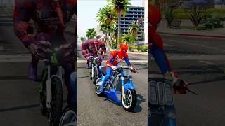 GTA V  SPIDERMAN SAVING HULKS STOLEN BIKE 😱 shorts gta5 [upl. by Ahsoet]